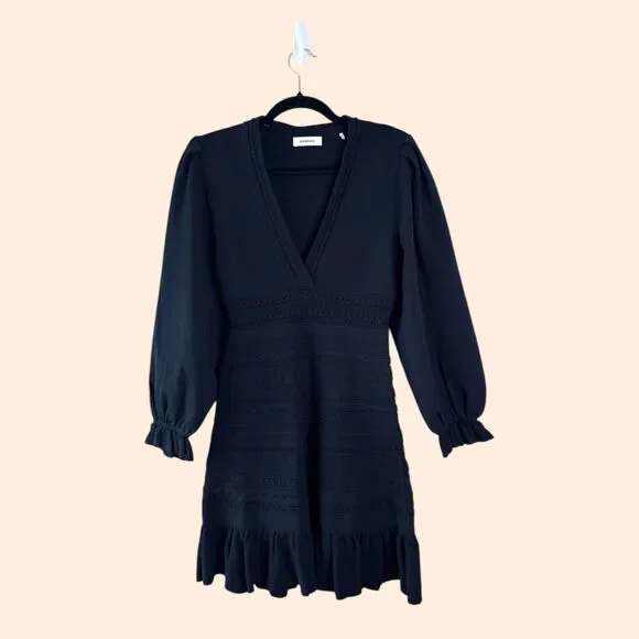 Sandro | Dresses | Sandro Black Knitted Mini Dress | Poshmark